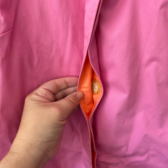 Lilly Pulitzer Trench Coat Womens Medium Pink VTG Pockets Collared Button FLAW - Picture 5 of 8